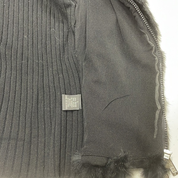Vintage Dolce Cabo Black Knit Fur Front Zipper Cardigan - Picture 14 of 14
